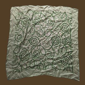 Green Swirl Silk Scarf, Vintage